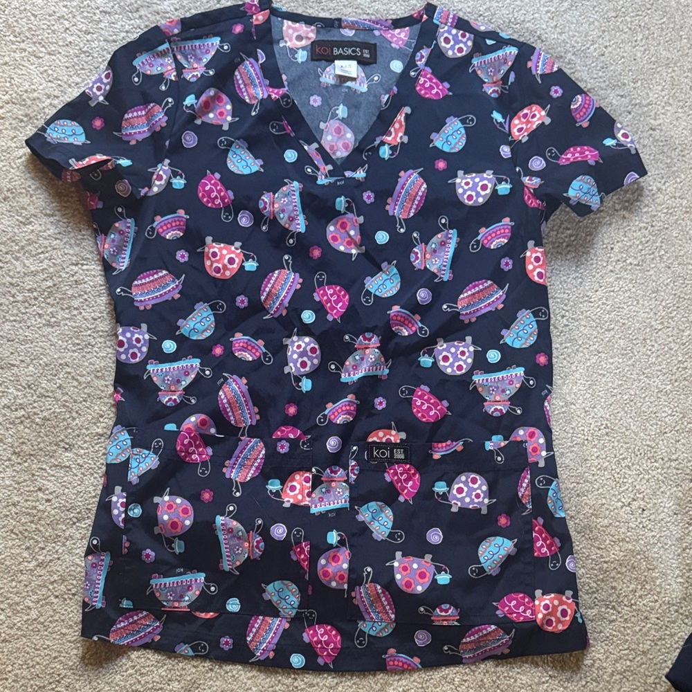 Koi Basics Printed Scrub Top